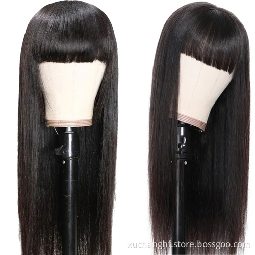Glueless Brazilian Short Bob Wig With Bangs, Bang Curly Wig, Cheap Curly Human Hair Bang Wig